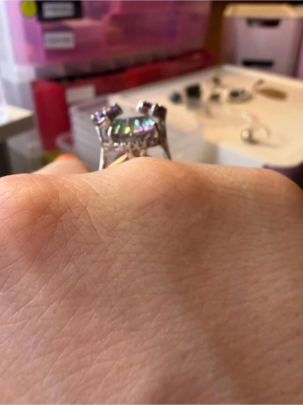Mystic Topaz and Amethyst Cocktail Ring - Silver